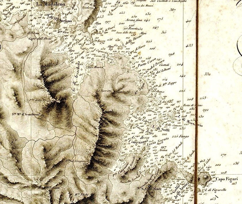 Della Marmora - carte de l'île et du royaume de Sardaigne, 1845 (détail)