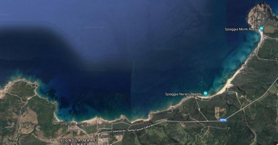 by Google Earth - the bay between the Russu and Vignola mountains