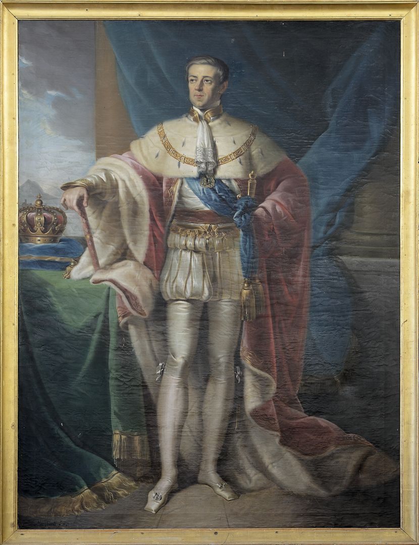 Giovanni Marghinotti - Re Carlo Alberto, 1842 (dipinto nel Palazzo comunale di Tempio Pausania, foto di Franco Pampiro)