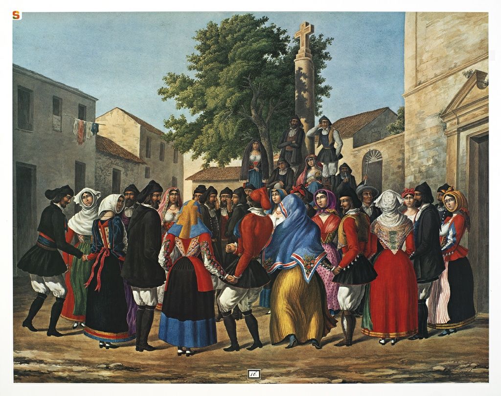 Manca di Mores - The Sardinian dance in the square of the church, 1861-1876