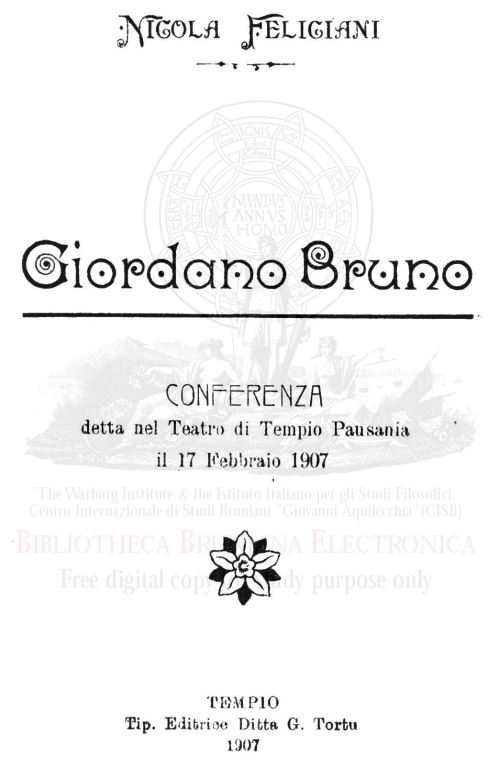 1907 - Nicola Feliciani, Giordano Bruno